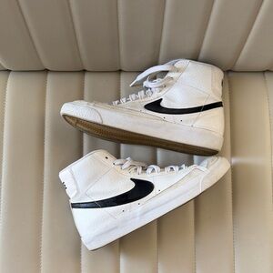 White Blazer High-Top Sneakers Black Swoosh size 5.5Y